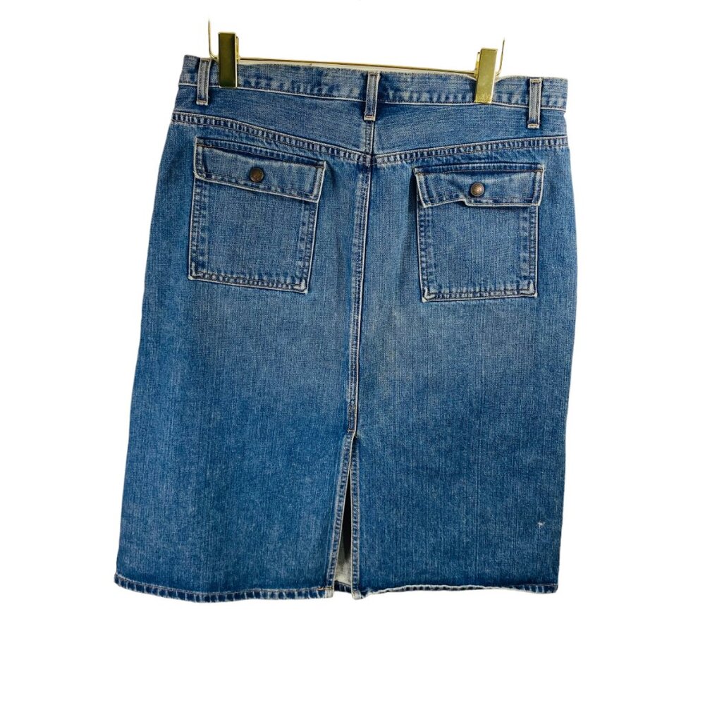 Vintage GAP Denim  Utility Skirt Womens 16 Blue Pockets Slit Made In USA Y2K 90s - Picture 2 of 10